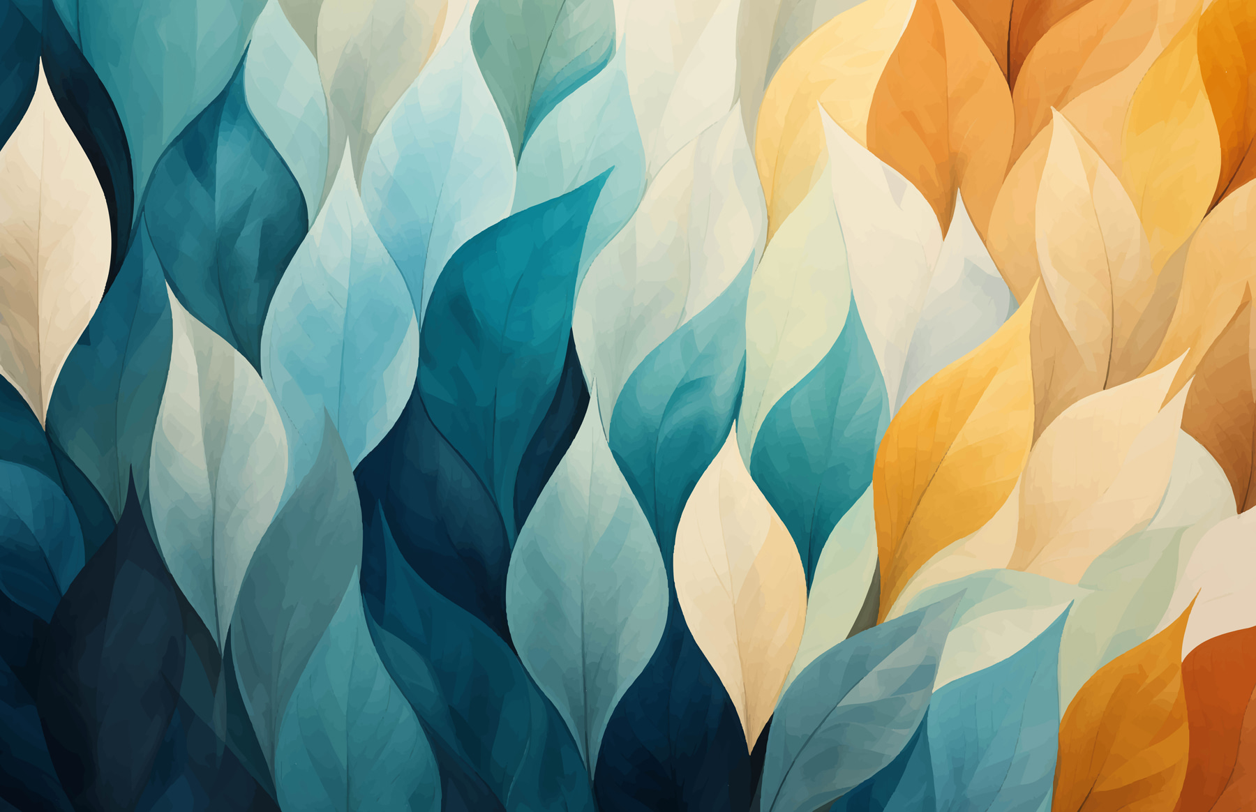 Colorful leaves in a row