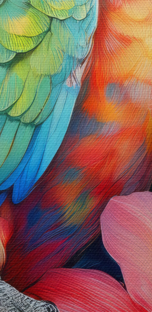 Colorful parrot on a floral background