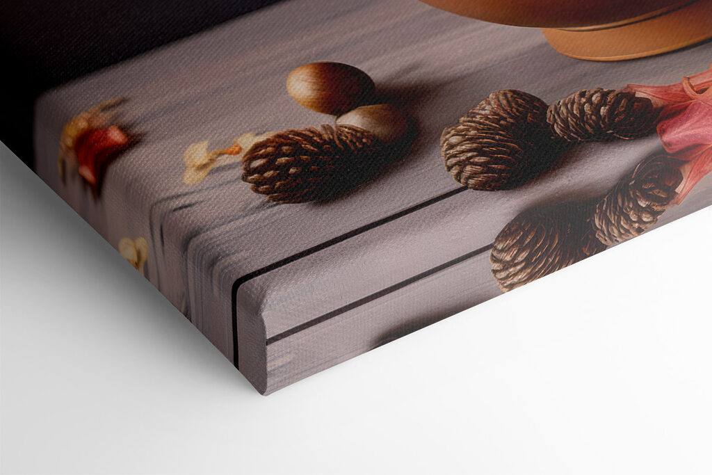 Vase of flowers and pumpkins