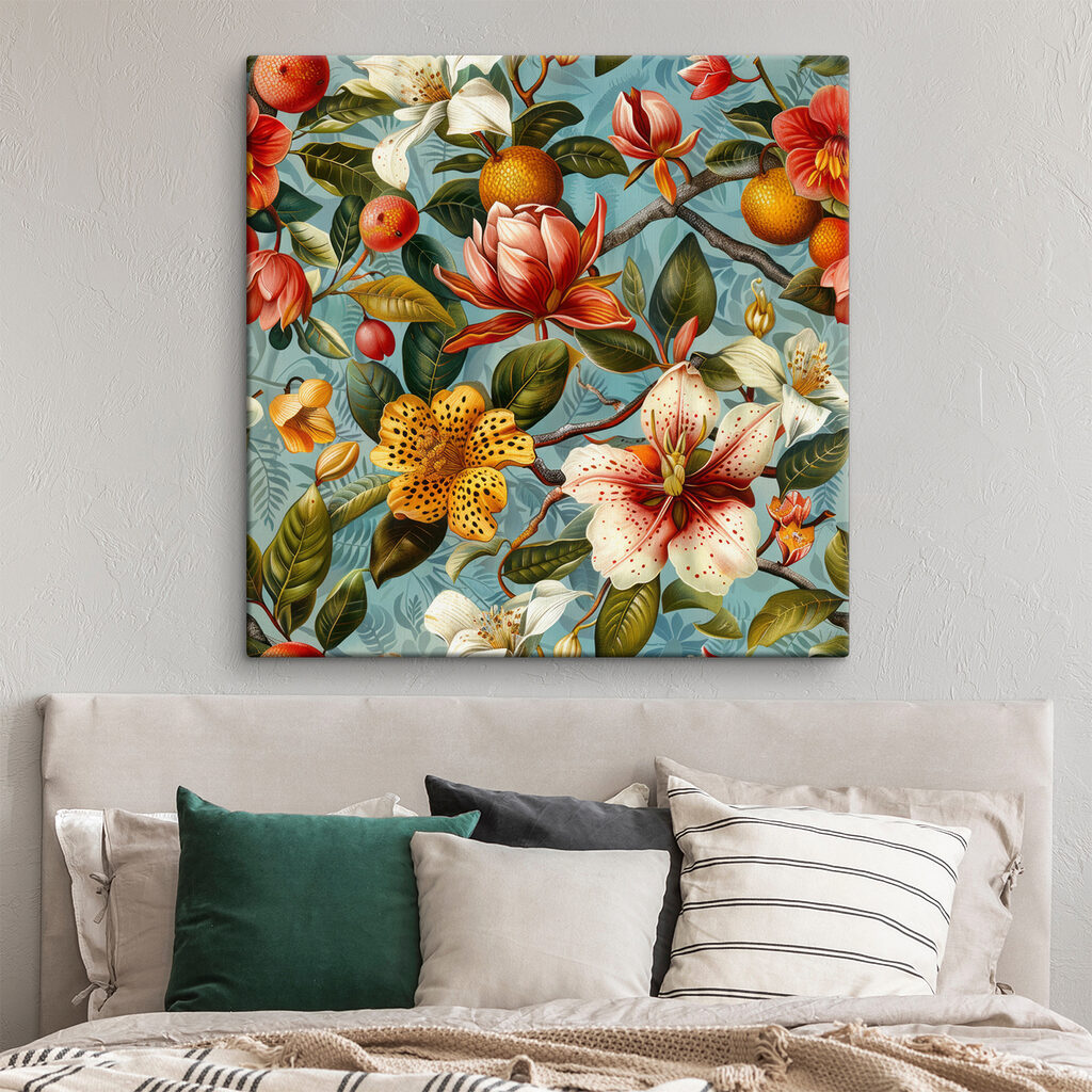 Floral pattern with oranges and flowers Floral pattern with oranges and flowers