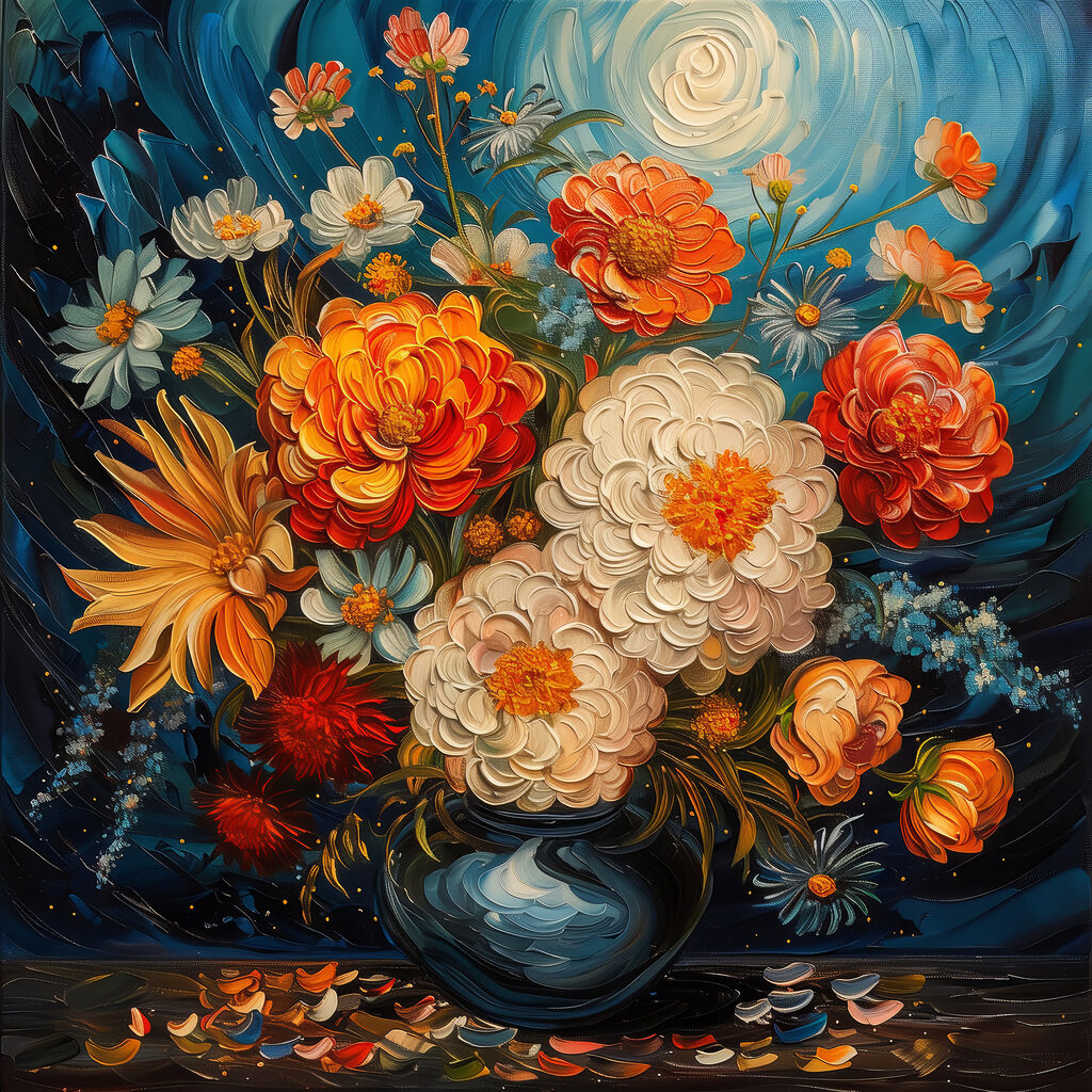 Painting of flowers in a vase Painting of flowers in a vase