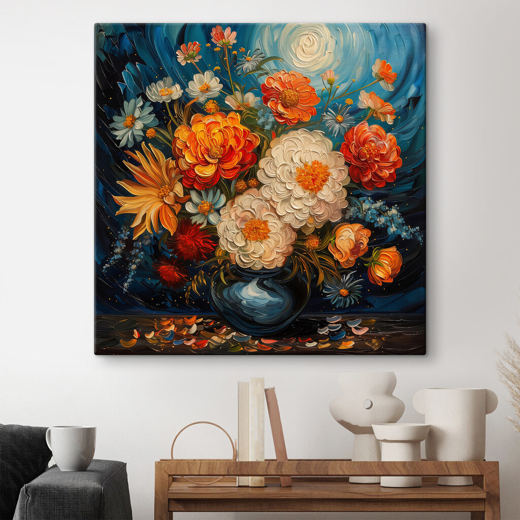 Painting of flowers in a vase Painting of flowers in a vase