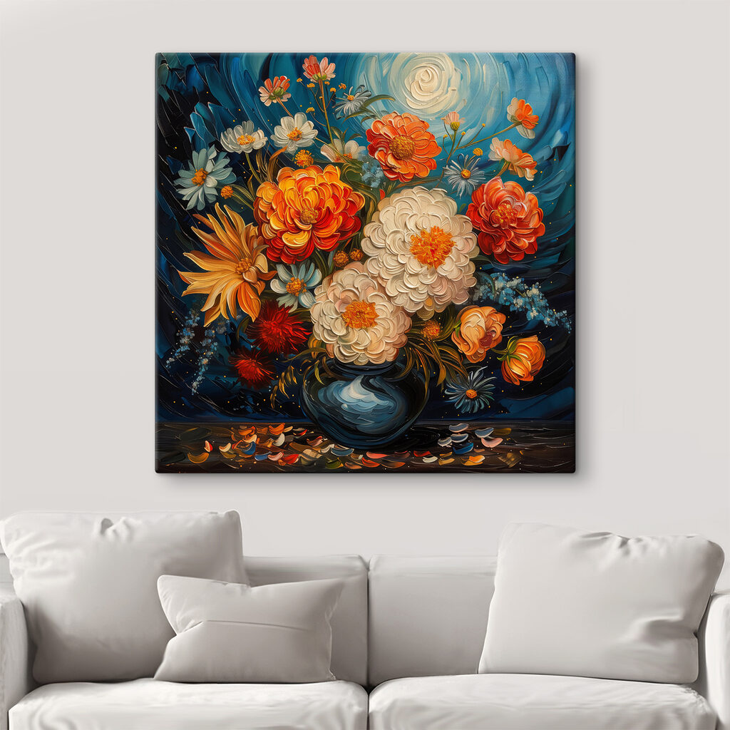 Painting of flowers in a vase Painting of flowers in a vase