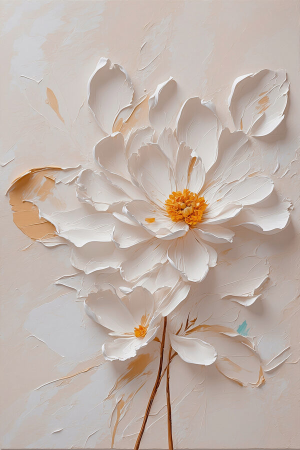 White flower with yellow center