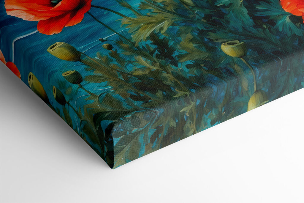 Painting of red flowers and water Painting of red flowers and water