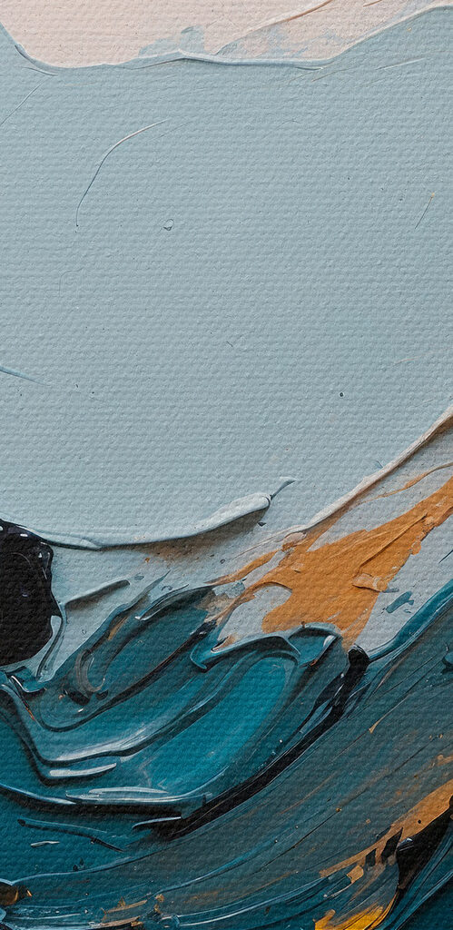 Painting of blue and orange paint