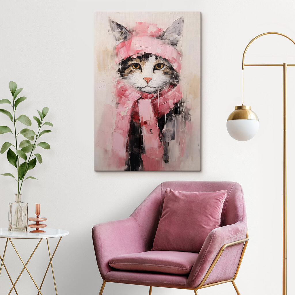 Painting of a cat wearing a scarf Painting of a cat wearing a scarf