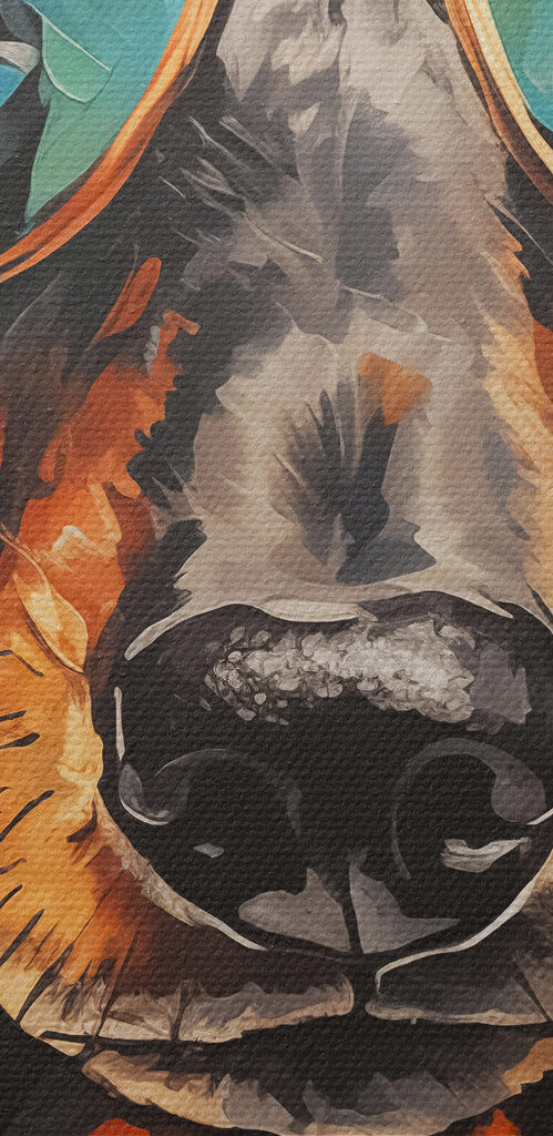 Painting of a dog wearing glasses Painting of a dog wearing glasses