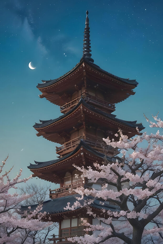 Pagoda with cherry blossoms