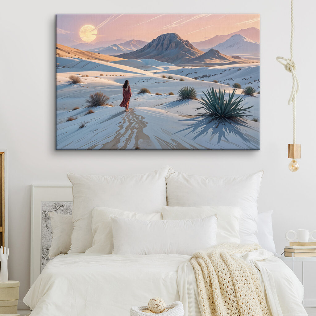 Woman walking in the snow