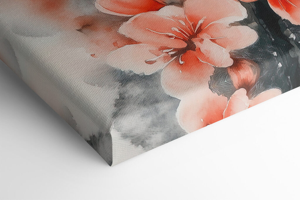 Cat sitting on a tree with flowers