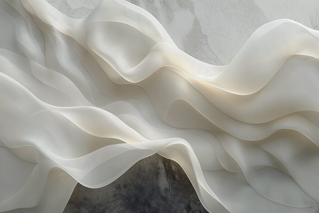 White fabric with wavy folds