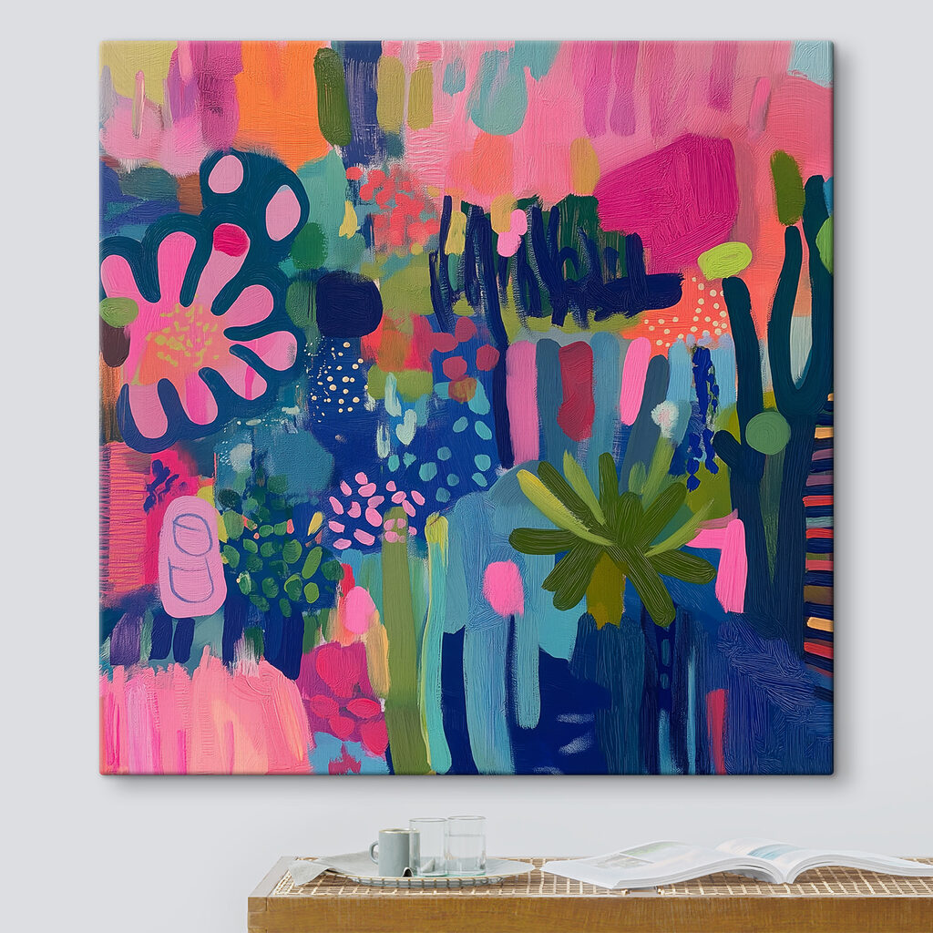 Colorful painting of flowers and plants