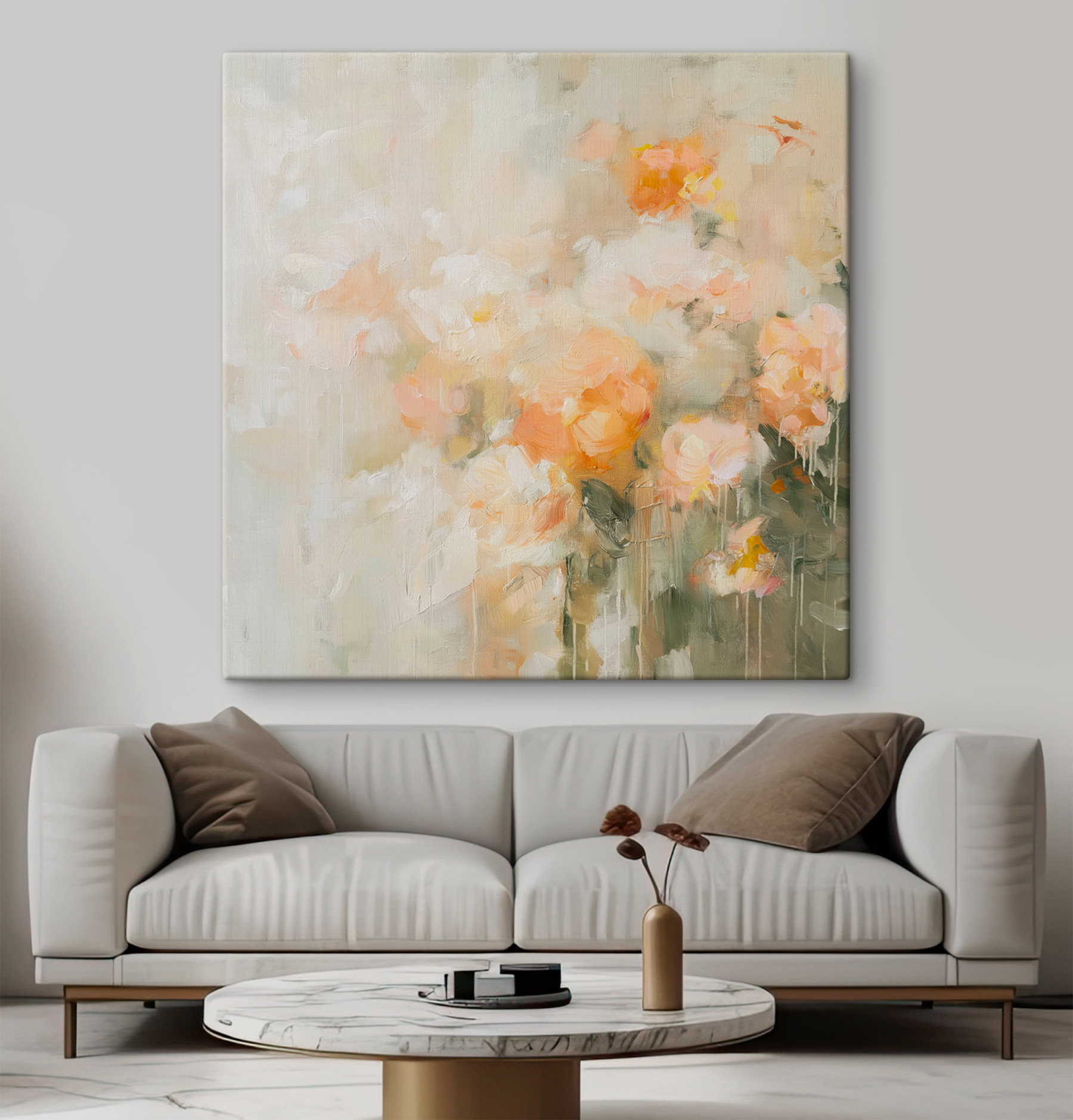 Painting of flowers on a white surface