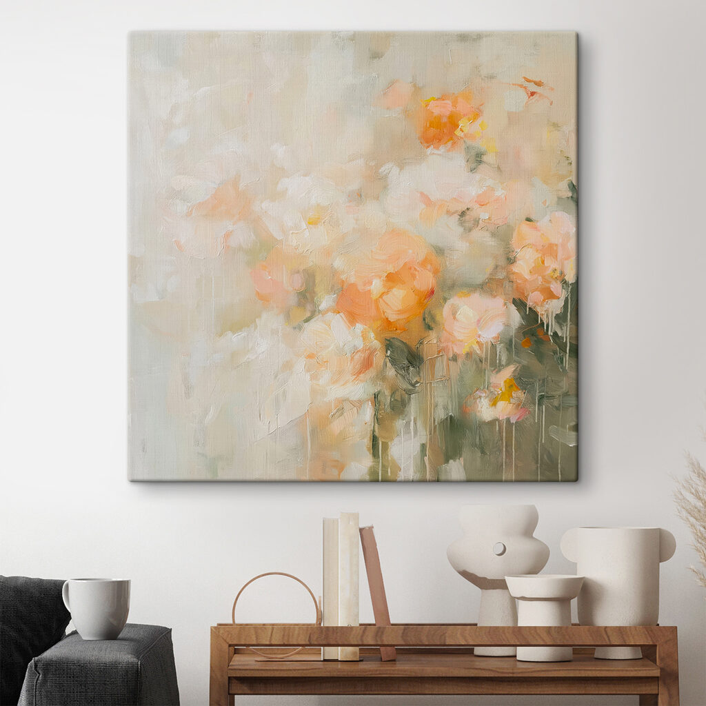 Painting of flowers on a white surface