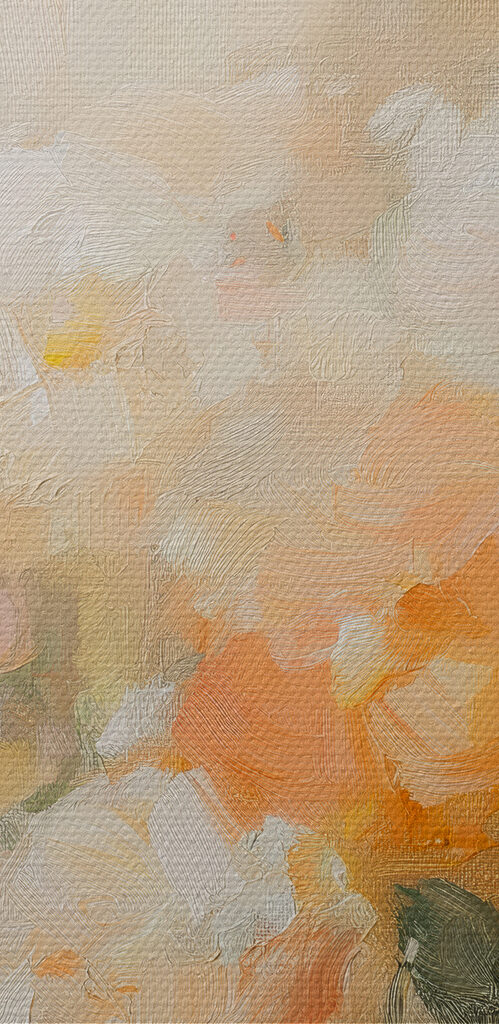 Painting of flowers on a white surface