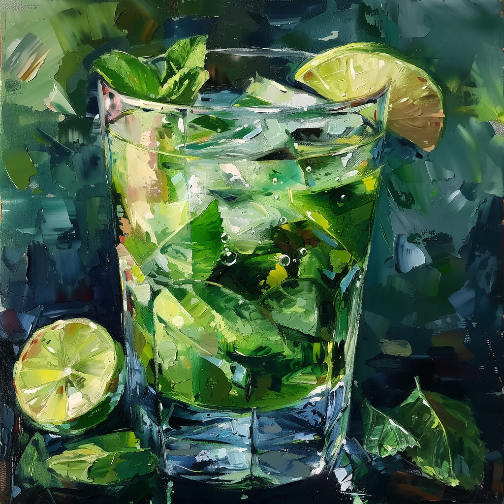Glass of ice and limes