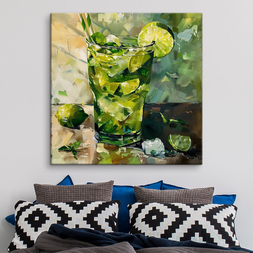 Painting of a drink with limes and ice