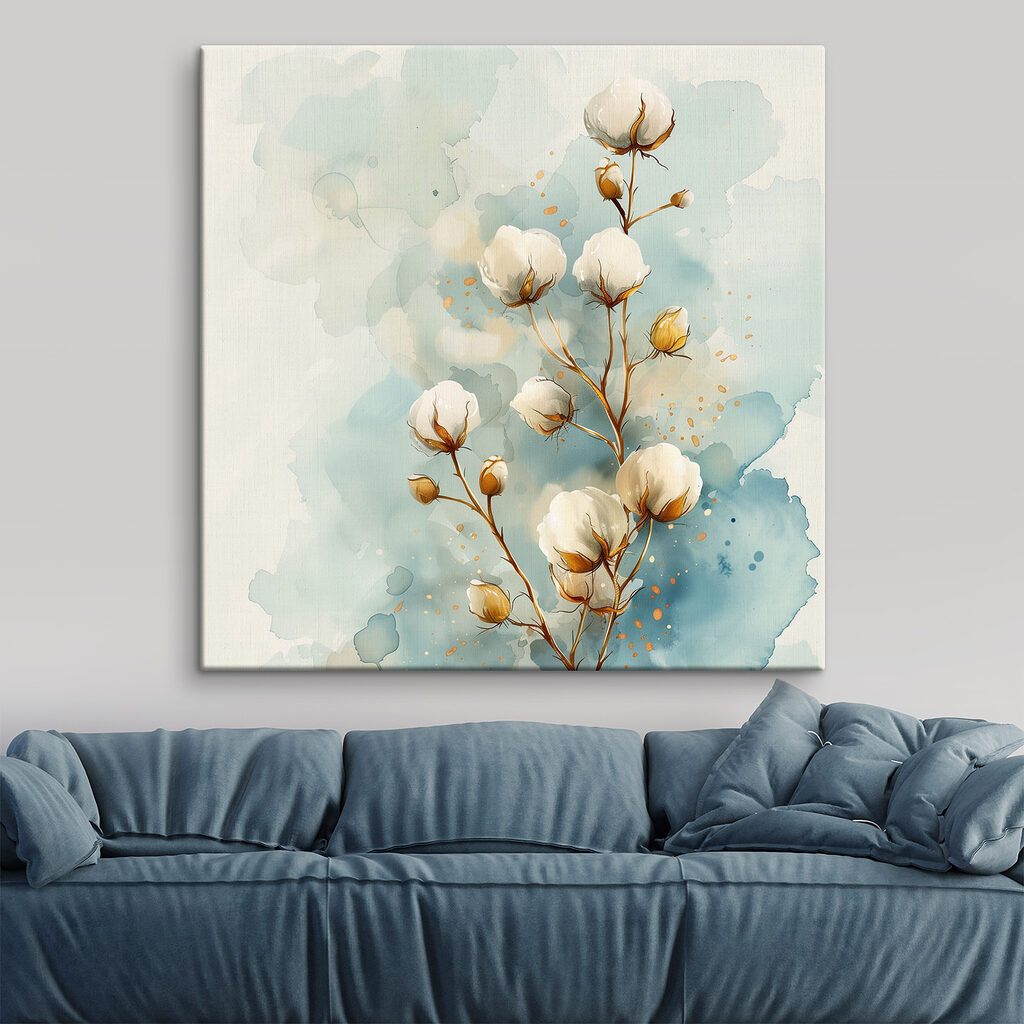 Watercolor of cotton flowers Watercolor of cotton flowers
