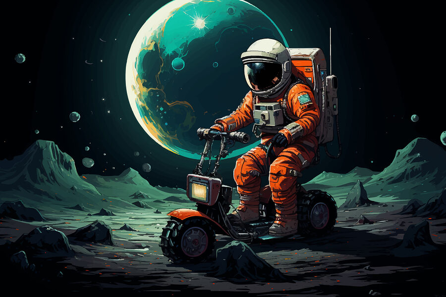 Egy űrhajós robogón a Holdon