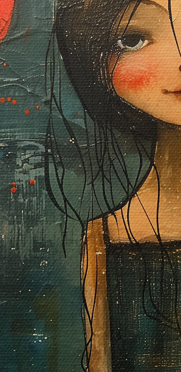 Painting of a girl holding a flower