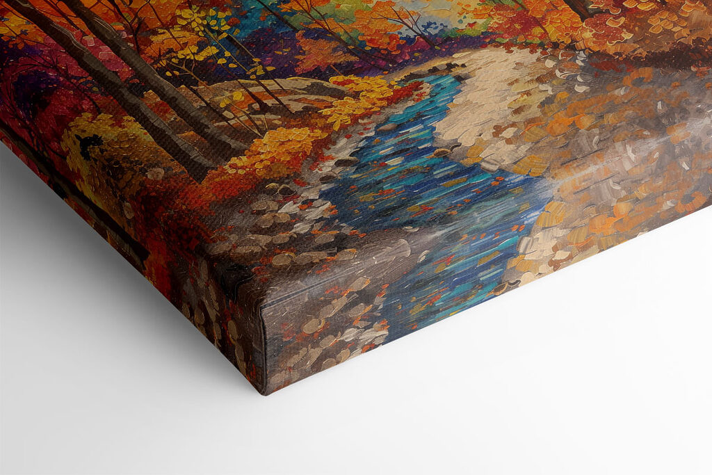 Painting of a river running through a forest