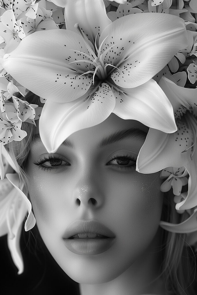 Woman with flowers on her head Woman with flowers on her head