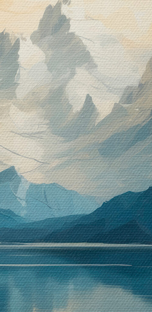 Lake with mountains and clouds Lake with mountains and clouds