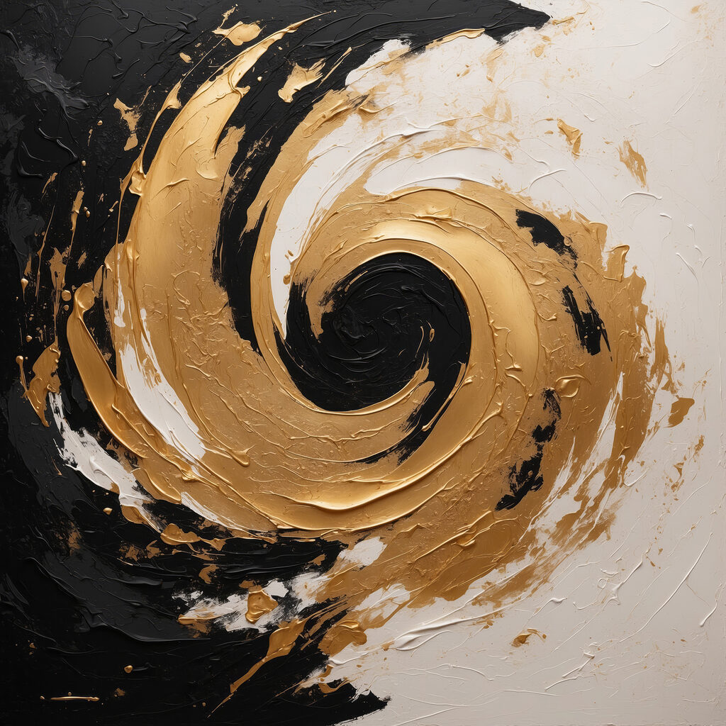 Swirling abyss in black and cream