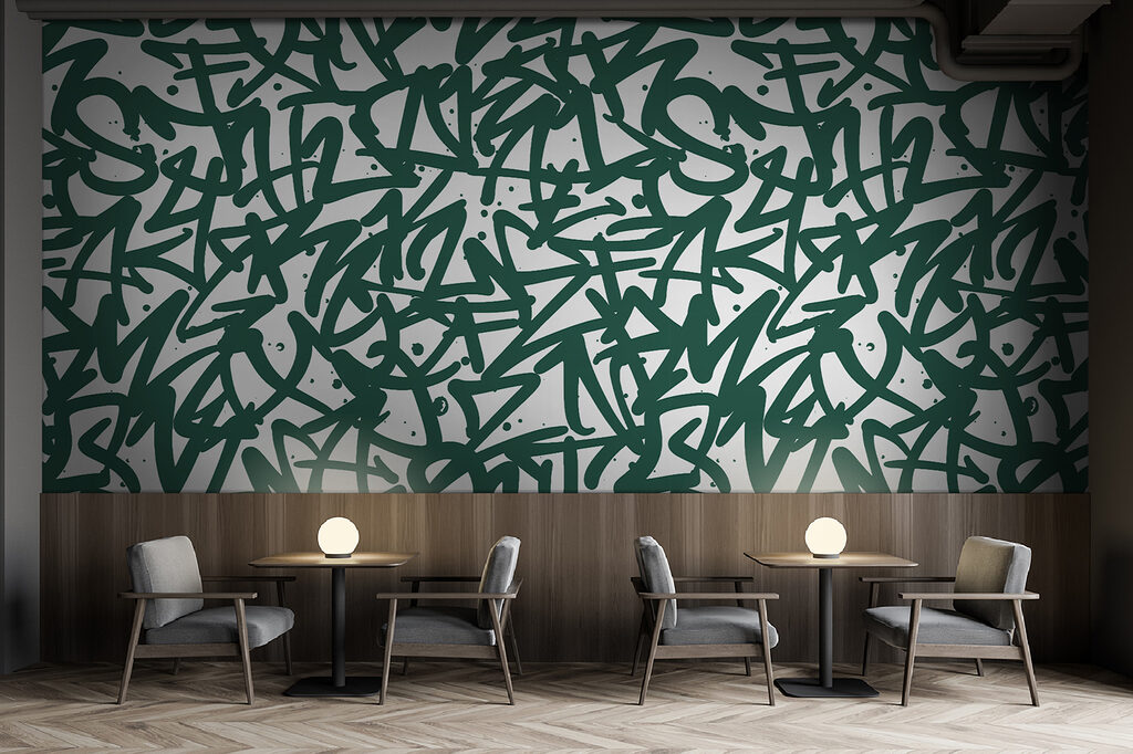 Pattern of green letters