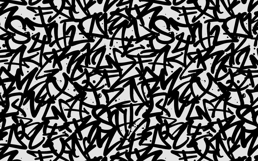 Black and white pattern with letters Black and white pattern with letters