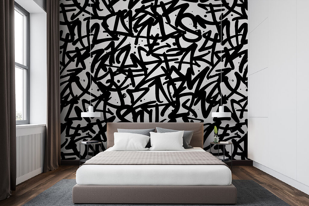 Black and white pattern with letters Black and white pattern with letters