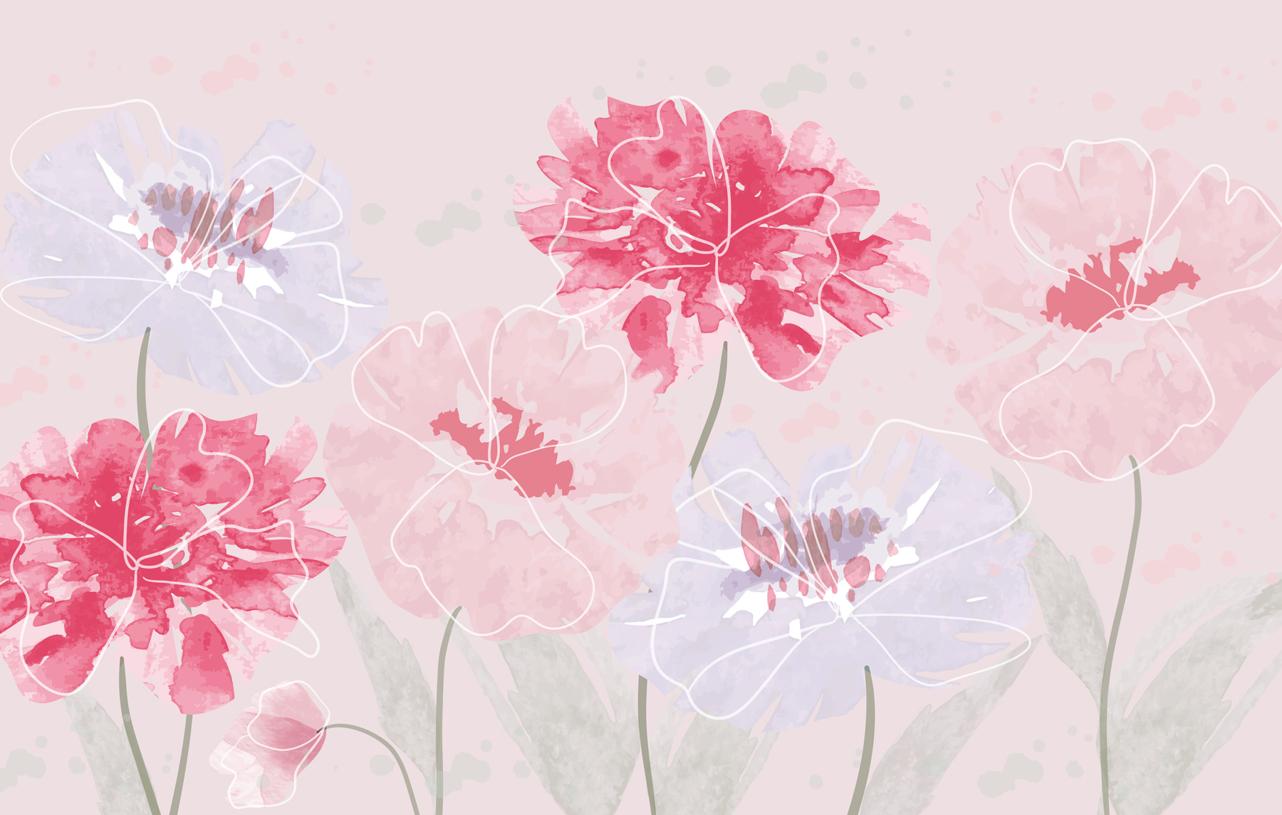 Group of flowers on a pink background Group of flowers on a pink background
