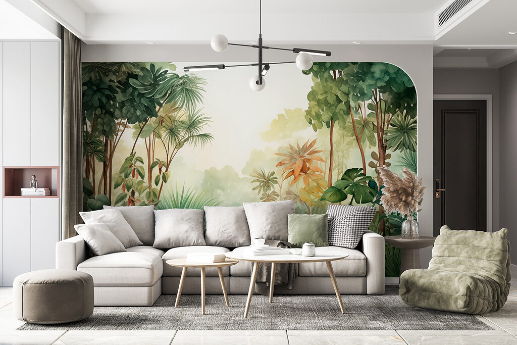 Watercolor painting of a forest Watercolor painting of a forest