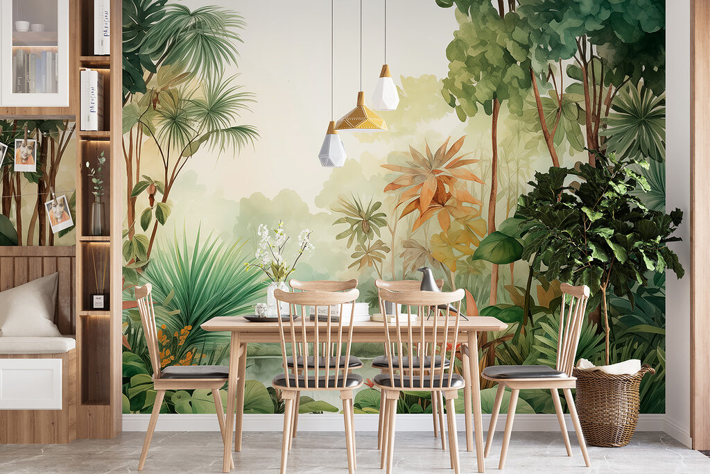 Watercolor painting of a forest Watercolor painting of a forest