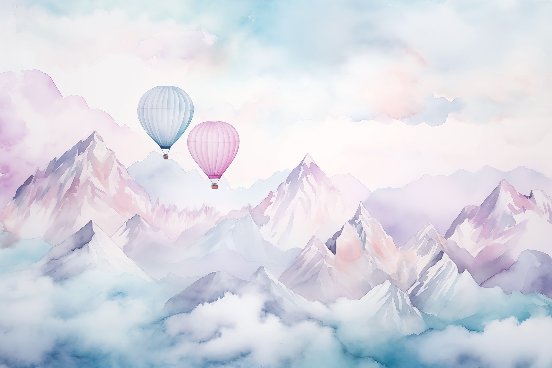 Group of hot air balloons in the sky over mountains Group of hot air balloons in the sky over mountains