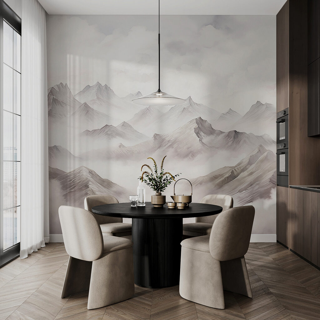 Mountain range with clouds