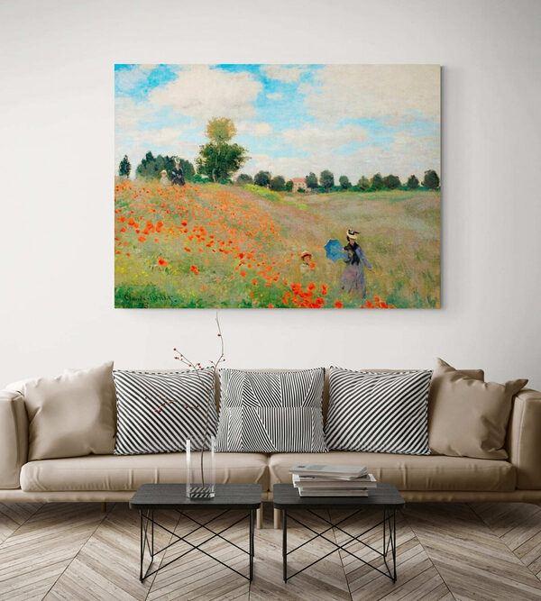 Festmény emberek sétálnak egy virágmezőn Festmény emberek sétálnak egy virágmezőn