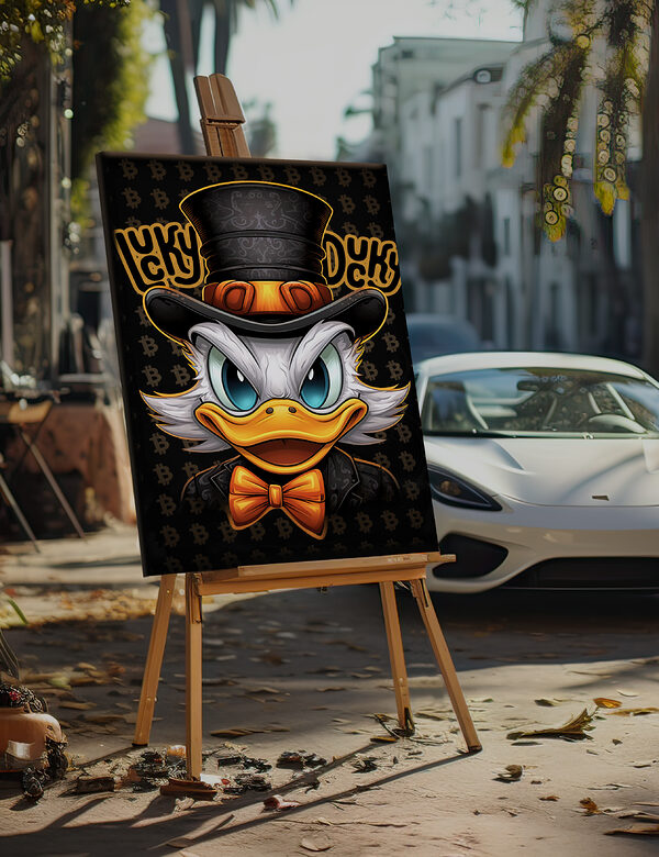 Cartoon duck wearing a top hat