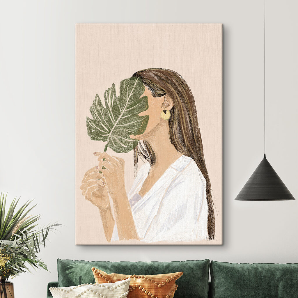 Woman holding a leaf Woman holding a leaf
