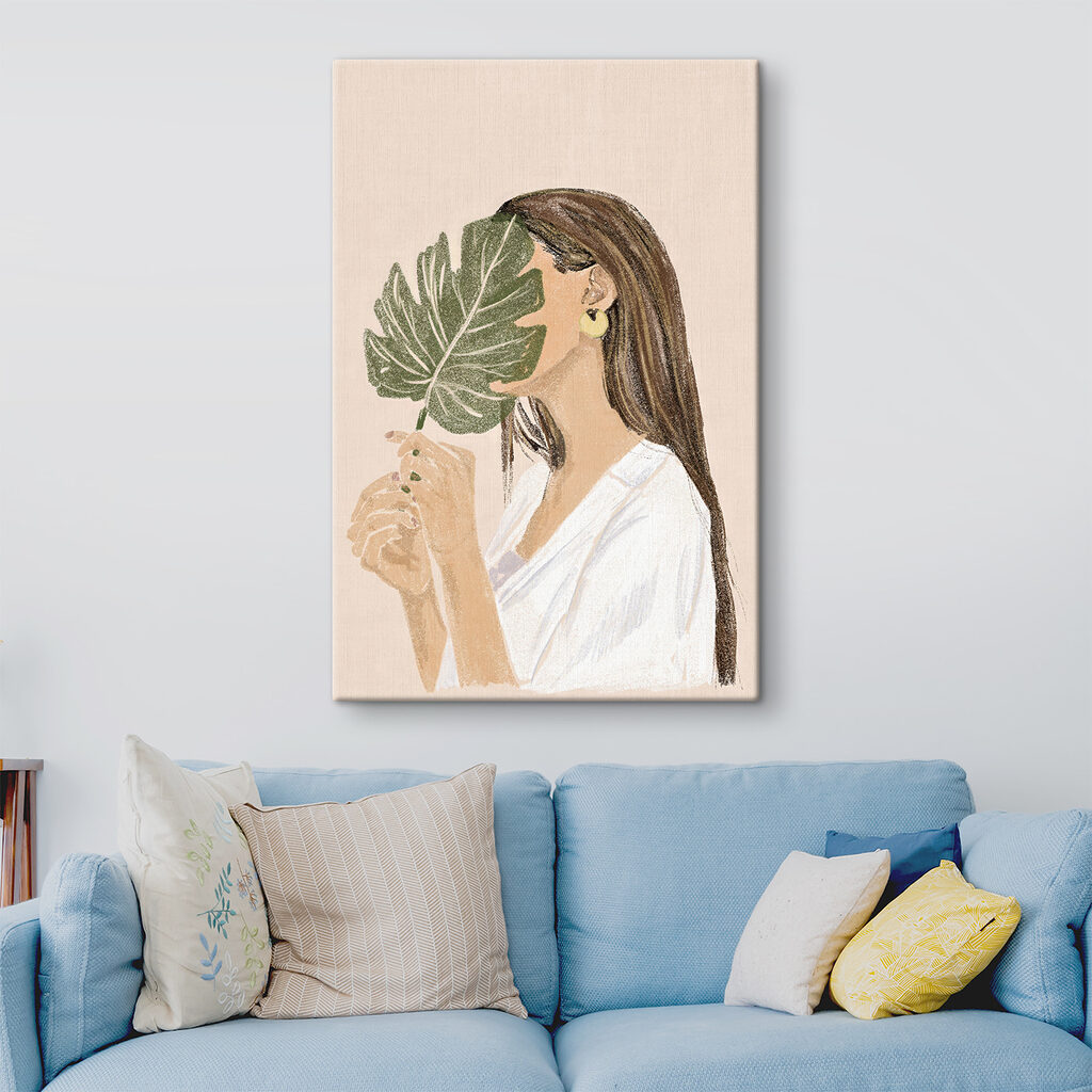 Woman holding a leaf Woman holding a leaf