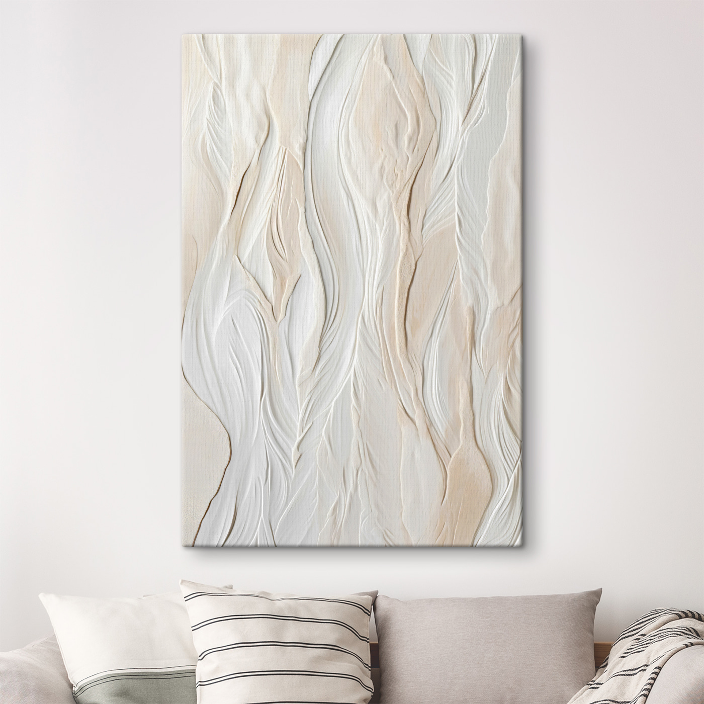 White wall with wavy lines