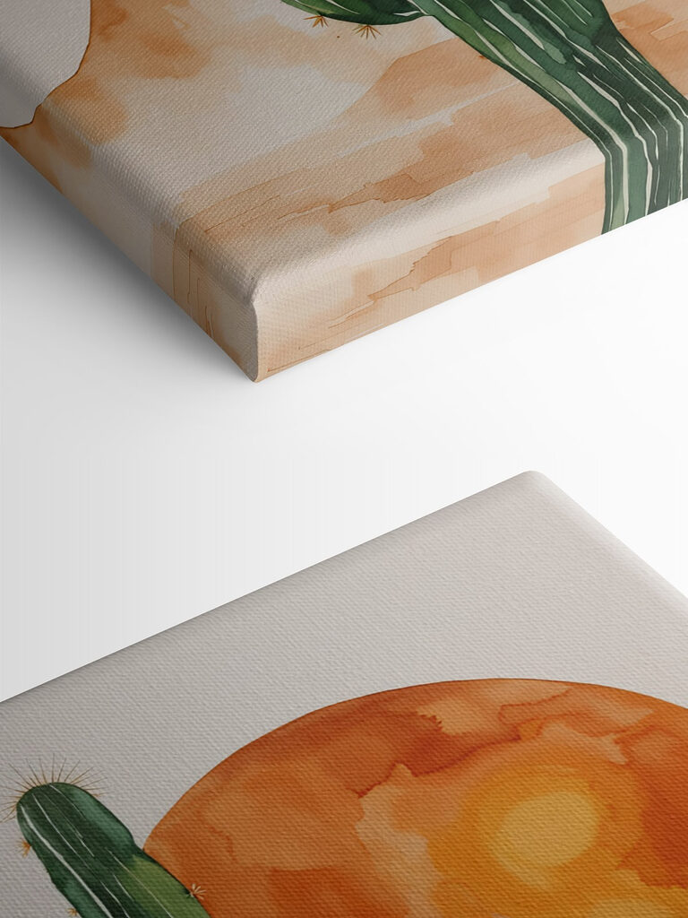 Painting of a cactus and a sun