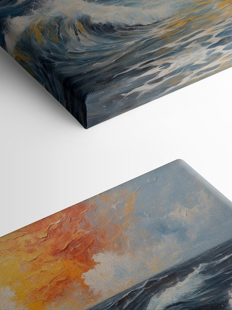 Painting of a man standing in the water Painting of a man standing in the water