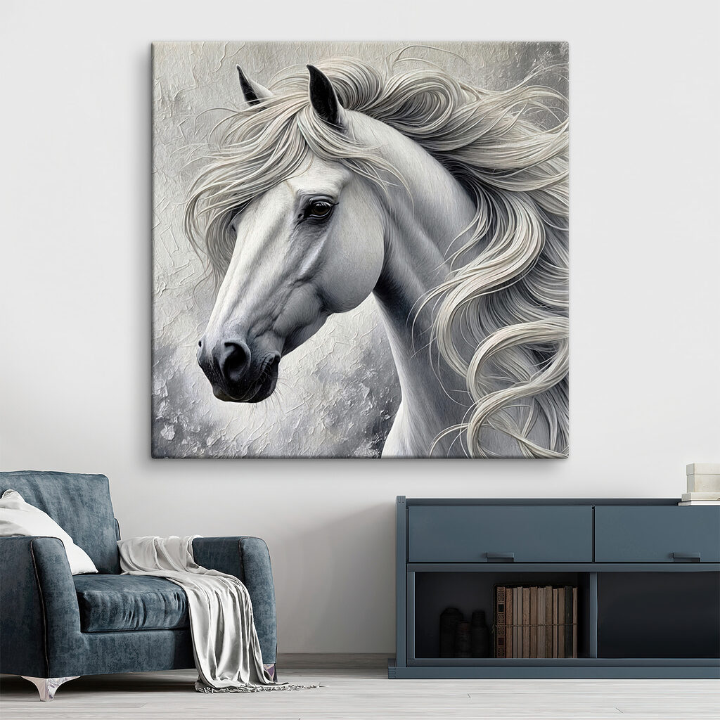 White horse with long hair White horse with long hair