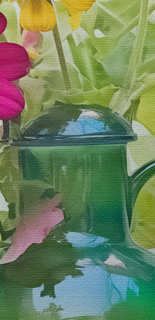 Zöld teáskanna színes virágokkal Zöld teáskanna színes virágokkal