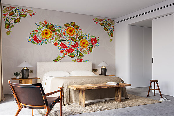 Fotótapéta Fotótapéta Ukrajna térképe virágokkal (Cikkszám: w01149)