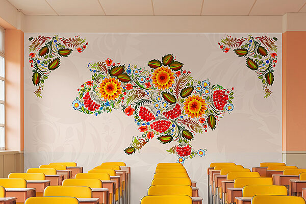 Map of ukraine with flowers