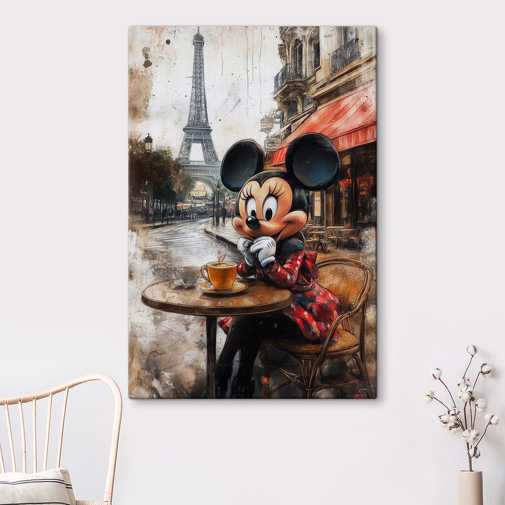 Cartoon character sitting at a table with a cup of tea