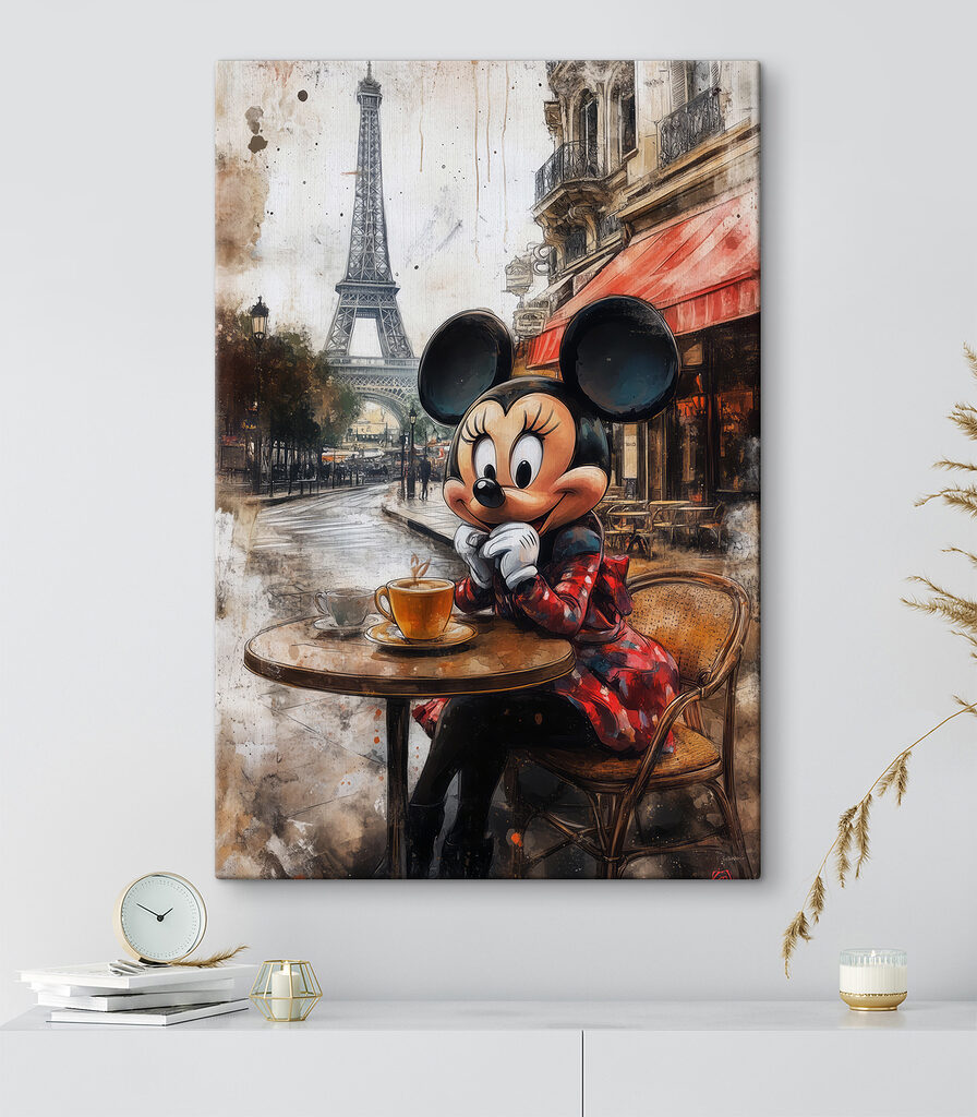 Cartoon character sitting at a table with a cup of tea